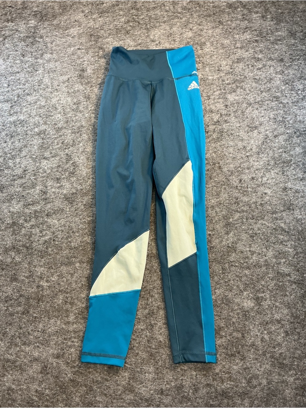 Adidas Colorblock Blue Hugh Rise Leggings Size XS - Picture 1 of 4